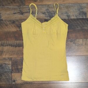 Aeropostale Yellow Camisole Tank Top with Lace Crochet Detail